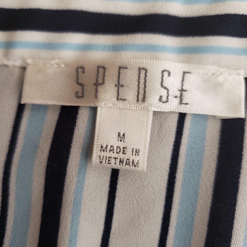 Spense blouse with mandarin collar and stipes Med - Picture 5 of 8